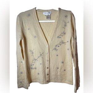 Escada Margaretha Ley Wool/Cashmere/Silk Yellow Embroidered Cardigan Size 34/XS
